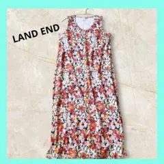 【ランズエンド】キャミソールワンピース レディース M スリッド 花柄 夏 美品