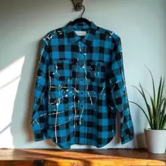 『 DEMILY 』デミリー ペイント加工 チェック柄 シャツ XL