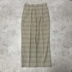 80s yzip ビンテージ スラックス チェック柄 2タック 銀ボタン