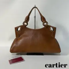 2205-33|美品|カルティエ マルチェロ ハンドバッグ 本革 ブラウン