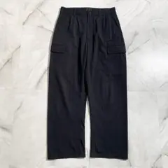 A16637 美品 山内 強撚コットンカーゴパンツ ブラック 3