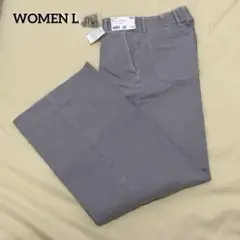 ユニクロ　ワイドトラウザージーンズ　丈長め+ WOMEN L グレー