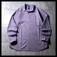 00s OLD GAP レギュラーカラー ストライプ シャツ 長袖 パープル L