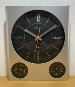 【Fine Life】アナログ時計 QUARTZ Watch 温度計 湿度計付き