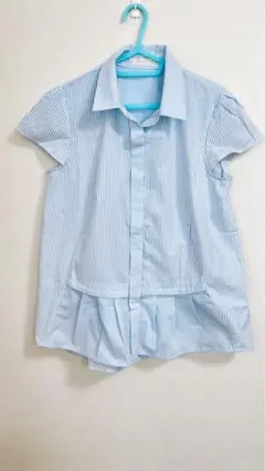 FIGNO 水色ストライプ 半袖シャツ サイズ38