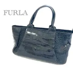フルラ♡FURLA レザーハンドバック クロコ型押し 本革 ビジネス