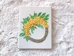 【No.77】 テクスチャーアート　アート　絵画　花　金木犀　リース