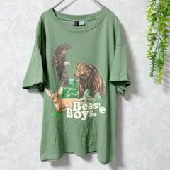 【H&M DIVIDEDコラボ】動物プリント アニマル柄Tシャツ 緑 L