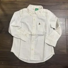 新品/未使用 GAP ホワイト ボタンダウン シャツ クマ刺繍付き 105cm