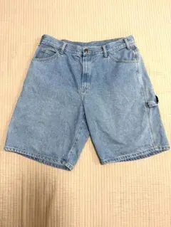 ディッキーズ 34インチ　デニムショートパンツ ライトブルー ポケット付き