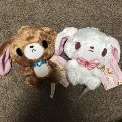 シュガーバニーズ クリアアクセサリーぬいぐるみ しろうさu0026くろうさ