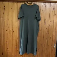 【UNIQLO】ユニクロゆったりオリーブ色ワンピースL コットン100%