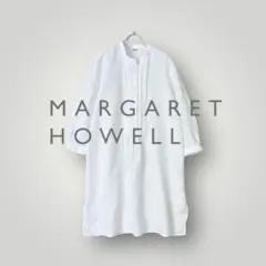 ［美品］MARGARET HOWELL / リネン混 ロングシャツ 白 フリー