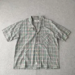 old unknown 開襟 総柄 短丈 シャツ ボックスシルエット　j