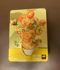 麻布かりんとう空き缶　ゴッホのひまわり（送料込）
