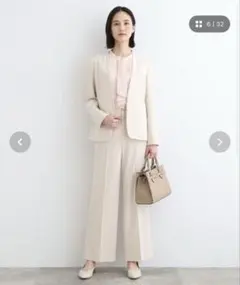 新品❤️大きいサイズ12 INDIVI 洗えるウエストゴム ワイドパンツスラックス