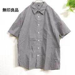 良品計画　無印良品　MUJI メンズ　チェック柄 半袖シャツ　XL 綿100%