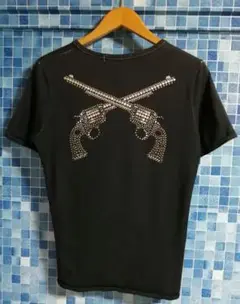 【黒 y2k】別注レア roar ラインストーン ロアー ダブルガンズ Tシャツ