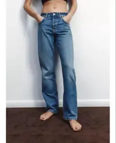 【新品未使用】ZARAザラ ミッドライズSTRAIGHT FITストレートデニム