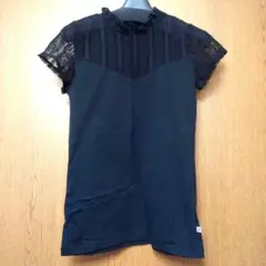 ブラック レース袖 半袖Tシャツ　しまむら