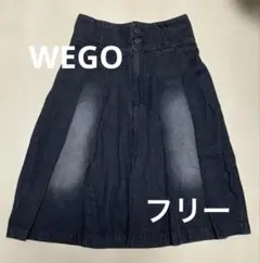 WEGO ウィゴー　ヴィンテージウォッシュデニムプリーツミドルスカート