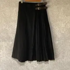 Le ciel（M）ひざ丈フレアスカート＊ミモレ丈＊ベルト＊プリーツ＊