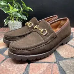 GUCCI グッチ【24.0】ビットローファー スエード ブラウン ホースビット
