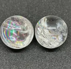 虹が輝く❗️アイリスクォーツ ✨ 大20ミリ 2個セット 天然石 水晶 丸玉2