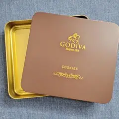 ゴディバ GODIVA 缶 ブラウン × ゴールド クッキー 空き缶 スチール