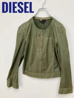 DIESEL ノーカラージャケット M 蠍刺繍ロゴマーク 薄手