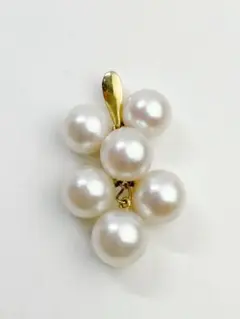 【本真珠】 ネックレス トップ K18 6〜6.8mm 6粒 ホワイト ゴールド