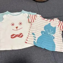 クマと猫デザインのTシャツ 100cm