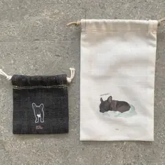 【フレンチブルドッグ】オリジナルイラスト　巾着　二枚セット　バラ売りできます