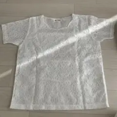 花柄レース 半袖 白