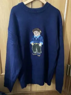シーイン　ポロベア風ニット　ネイビー　Sサイズ