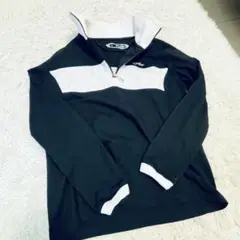 オークリーゴルフ ハーフジップシャツ 黒白　Ｌ　美品