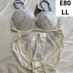 Wing ブラジャーショーツセット LL ホワイト/ブルー　E80