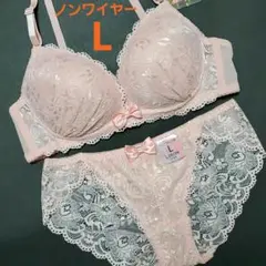【新品未使用】格安！ノンワイヤー ブラショーツセット L No.44 ピンク