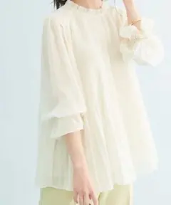 【最終値下げ】無地シフォンプリーツスタンドブラウス