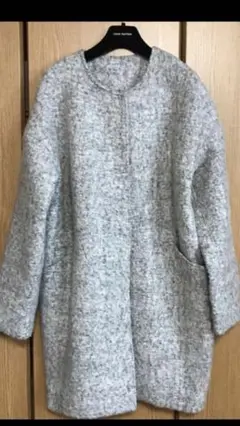 コート ノーカラー グレー レディース アウター コート