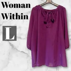 Woman Within 【L】パープル チュニック 七分袖　レディース　夏