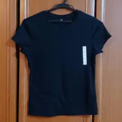 美品　GU リブT ブラック　Mサイズ　半袖　Tシャツ
