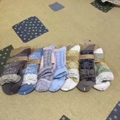 花柄クルーソックス 7足セット 23-25cm