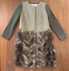 定価40万!希少◆TORY BURCH◆リアルファー ロングコート ウールコート