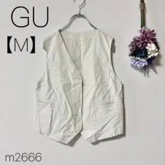 ジーユー　リネンブレンドコンパクトベスト　羽織　薄手　GU ホワイト【M】
