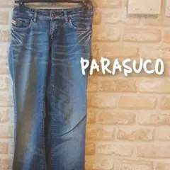 ★PARASUCO★中古★シンプル ウォッシュ加工 デニム パンツ★濃青★M