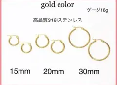 フープ ピアス ゴールド ステンレス