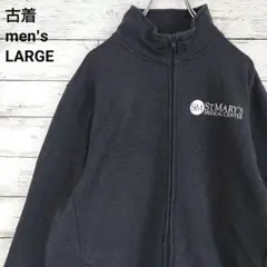 古着 SPORT-TEK スウェット ジップアップ ワンポイント グレー L