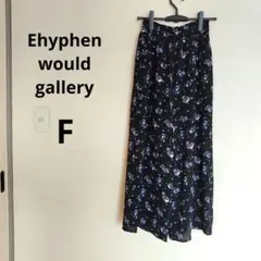 花柄ワイドパンツ フレアパンツ 黒 ウエストゴム入