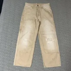 Levi's ベージュ ダメージ加工 ワイドパンツ　ダブルニー